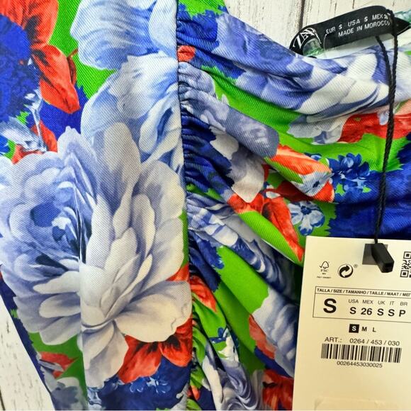 Zara Women's Floral Classy Seasonal Style One Strap Ruched Side Body Suit Sz S - Picture 11 of 12